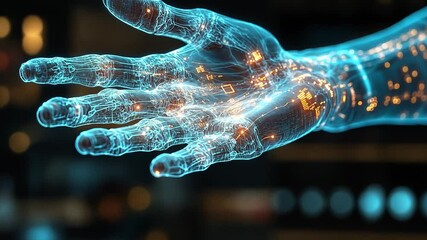 Poster - Futuristic digital hand showcasing advanced technology and artificial intelligence integration