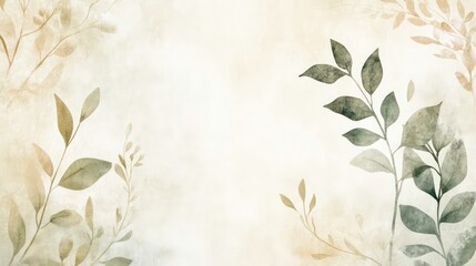 Aufkleber - A simple nature-inspired background with subtle watercolor textures and botanical elements.