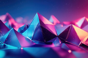 Wall Mural - abstract 3d rendering of vibrant, glowing, geometric shapes resembling a futuristic, crystalline lan