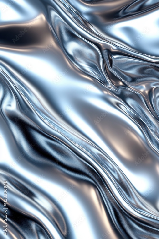 Fluid metallic texture creates a mesmerizing pattern that reflects ...