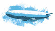 © Thiago - Zeppelin aircraft with blue illustration design. Zeppelin. Illustration