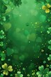 © Svetlana Leuto - vertical banner, St. Patrick's Day, scattering of clover leaves, abstract bright green background, bokeh effect, shine and radiance, copy space, free space for text
