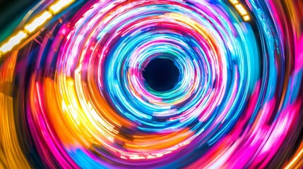Poster - A colorful swirl of light with a black center