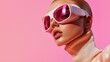 © Oleksandr Kozak - Fashion model showcases bold sunglasses in vibrant pink backdrop during daytime
