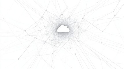 Aufkleber - Central cloud symbol illustrates the concept of cloud services with ample space for additional information in a clean aesthetic. Generative AI