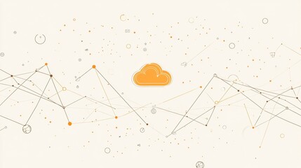 Aufkleber - A central cloud icon illustrates digital services surrounded by abstract lines and shapes, providing room for additional text and customization. Generative AI