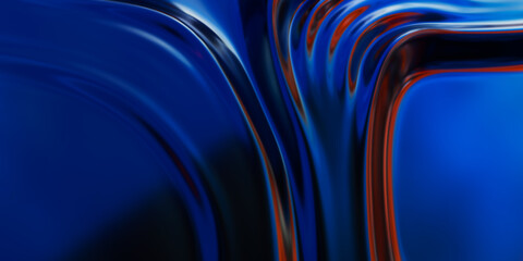 Aufkleber - Abstract metallic soft waves, shiny iridescent liquid shapes. 3d render illustration
