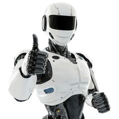 Poster - A futuristic AI robot giving a thumbs up gesture on a bright transparent background, AI robot giving a thumbs up on transparent background