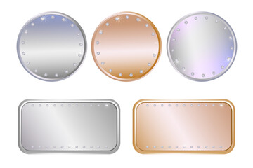 vector silver and gold buttons emblem or watch dial