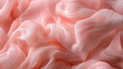 Poster - Soft light pink fabric drapes elegantly with delicate pleats and crinkles, catching the light beautifully. The texture creates a dreamlike atmosphere, inviting creativity and inspiration