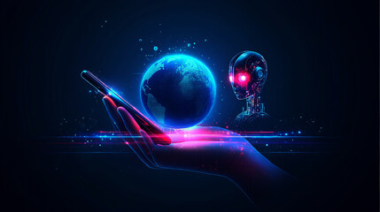 Aufkleber - Abstract futuristic digital technology background , AI business concept design , futuristic world of big data