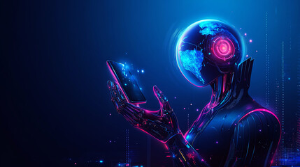 Aufkleber - Abstract futuristic digital technology background , AI business concept design , futuristic world of big data