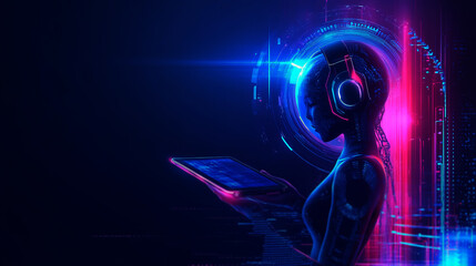 Aufkleber - Abstract futuristic digital technology background , AI business concept design , futuristic world of big data