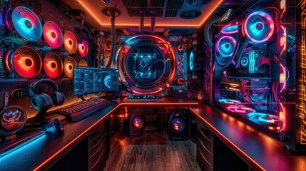 Poster - A vibrant gaming setup featuring illuminated components and a sleek design for immersive experiences.