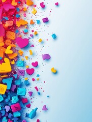 Poster - A collection of colorful like and hashtag icons seemingly drifting on a bright backdrop, showcasing the lively energy of social media interactions. Generative AI
