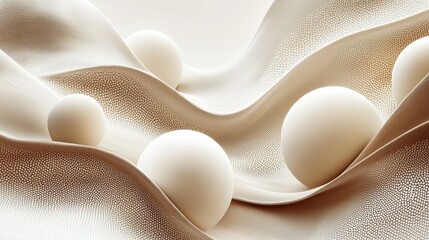 Poster - Softly undulating surfaces cradle smooth spheres in an abstract composition. Gentle curves and warm tones create a sense of peace and serenity, inviting contemplation and exploration
