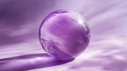 Poster - A stunning purple gemstone rests on a smooth surface, reflecting soft light. The tranquil ambiance highlights its natural beauty, creating an alluring focal point that captures attention.