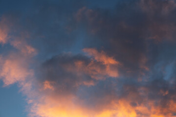 Wall Mural - sunset sky background. beautiful evening sunset sky with clouds.