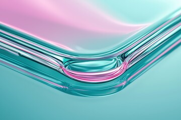 Poster - Close-up of modern glass corner with pastel reflections
