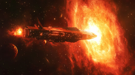 Wall Mural - Cosmic firestorm: stunning celestial display of fiery nebula in deep space. Ether. Illustration