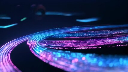 Poster - Futuristic light trails abstract background. Dynamic digital animation. High-speed data transmission concept. Sci-fi visualization. Future technology