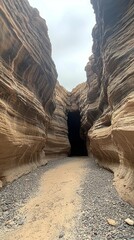 Poster - Winding through the breathtaking Antelope Canyon, a narrow passage reveals smooth, undulating rock textures