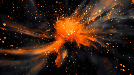 Wall Mural - A stunning cosmic explosion captured in vibrant orange and black space background. Ether. Illustration