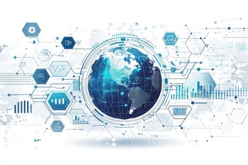 Poster - Digital illustration of Earth with abstract data elements
