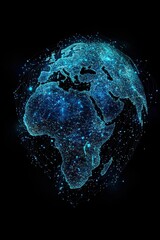 Poster - Futuristic digital illustration of the Earth with glowing network connections