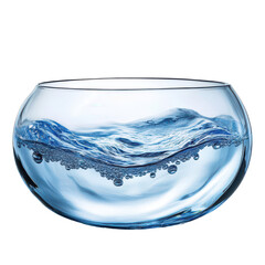 Poster - Clear water filling a large glass bowl on a smooth surface with gentle waves reflecting light, Big glass bowl full clear water