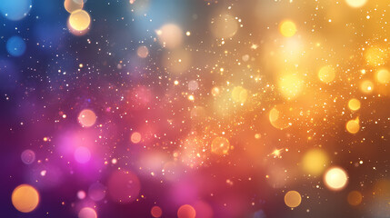 Wall Mural - Vibrant abstract background featuring shimmering golden particles and iridescent vaporous wisps swirling amidst a kaleidoscope of colors and textures. Wisp. Illustration