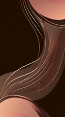 Poster - Smooth copper lines create a dynamic and elegant pattern, flowing gracefully on a dark brown background, forming a visually appealing abstract composition