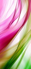 Poster - Flowing pink and green abstract waves create a dynamic and elegant composition against a white background, offering a vibrant and modern aesthetic for various design projects