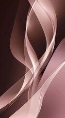 Poster - Smooth, translucent pink and brown waves intertwine and flow gracefully against a dark background, creating a captivating abstract composition in digital art
