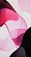 Poster - Flowing pink and black abstract waves create a stunning design against a clean white background, enhancing the visual appeal for modern and stylish projects