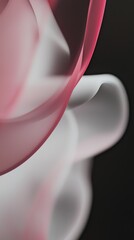 Poster - Smooth, elegant fabric in shades of red and white flows and drapes against a dark background, creating an abstract and artistic composition with gentle curves and soft folds