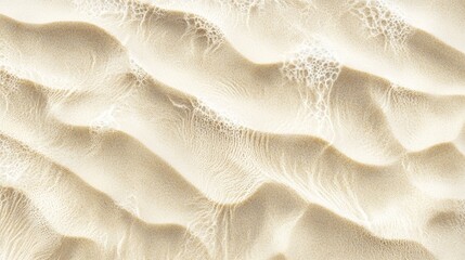 Poster - Gentle waves create a mesmerizing pattern on the soft, sandy beach, adorned with delicate sea foam, evoking a sense of tranquility and coastal beauty