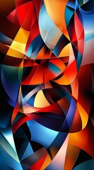 Poster - Colorful abstract background featuring intertwined shapes, creating a dynamic composition with a sense of motion and depth, suitable for various design purposes