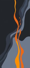Poster - Flowing orange lava weaving between dark and grey layers creates a mesmerizing abstract landscape, offering a stunning backdrop for artistic projects and modern designs