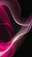 Poster - Smooth pink and white gradient waves creating a dynamic and elegant abstract composition on a dark background, ideal for modern and stylish designs