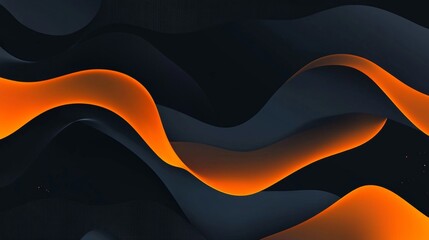 Poster - Smooth elegant orange waves flowing over a dark textured background create a modern and dynamic abstract design, perfect for websites, presentations, or any visual project