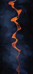 Poster - Abstract vertical background showcasing an orange plasma filament rising and swirling through dark smoke, creating a mesmerizing visual contrast