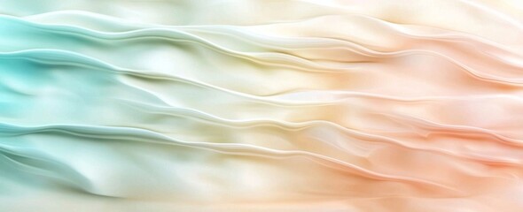 Poster - Flowing and waving, luxurious pastel-colored silk fabric creates an elegant and dreamy texture, showcasing gentle folds and curves that enhance its soft, shiny sheen