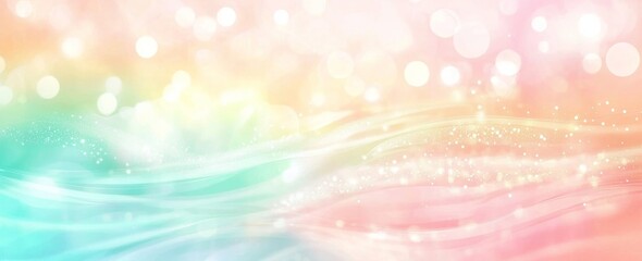 Poster - Soft pastel colors blend seamlessly in an abstract background, with gentle flowing lines and bokeh effect adding a touch of magic and serenity to the dreamy atmosphere