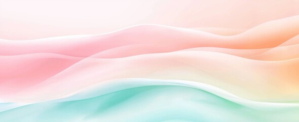 Poster - Soft pastel hues blend seamlessly, creating a calming abstract background with gentle waves flowing across the canvas, evoking a sense of tranquility and peace
