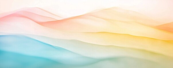 Poster - Soft pastel hues blend seamlessly in a mesmerizing display of flowing abstract waves, creating a tranquil and ethereal background perfect for various design applications