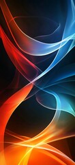 Poster - Flowing and intertwining smooth red and blue light trails create a dynamic and energetic abstract composition against a dark background, evoking a sense of motion and creativity