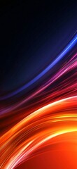 Poster - Colorful light trails create a dynamic and vibrant abstract composition, flowing gracefully against a dark background, ideal for technology, speed, and energy concepts