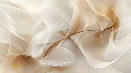 Poster - Flowing abstract lines in soft beige and white create elegant shapes, perfect for enhancing backgrounds, presentations, websites, and various design projects with a modern touch