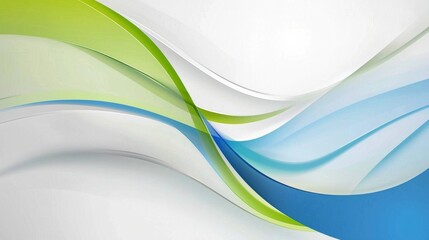 Poster - Smooth elegant blue and green waves creating a dynamic and flowing abstract composition on a white background, suitable for various design purposes